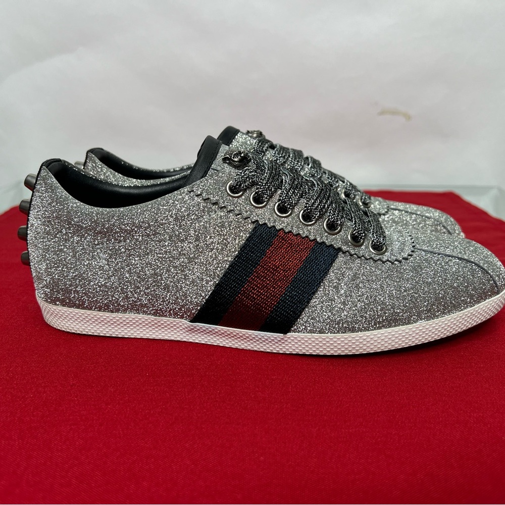 Gucci Glitter Bambi Web Silver Ace Sneakers Shiny - Picture 4 of 10